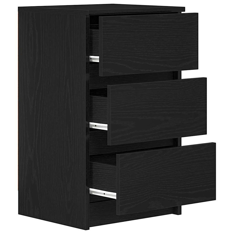 Bedside Cabinet With 3 Drawers 39X35x65 Cm, Black