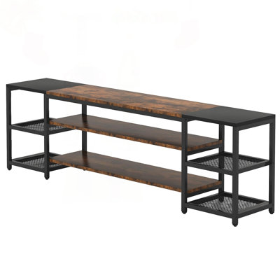 Extra-Long Modern Farmhouse TV Stand for 85-Inch TVs with Ventilated Shelves