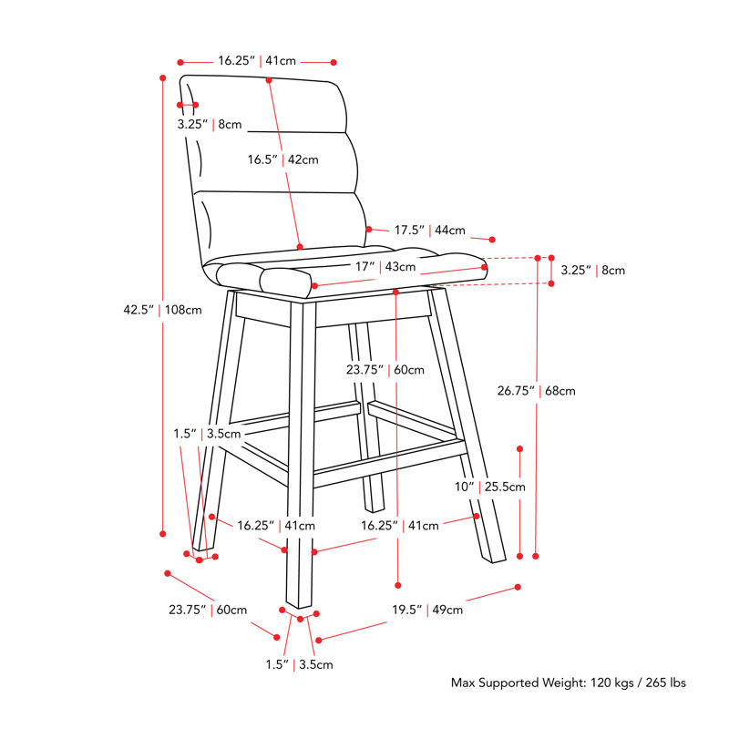 Tabouret de bar Channel, 2 pièces, Beige