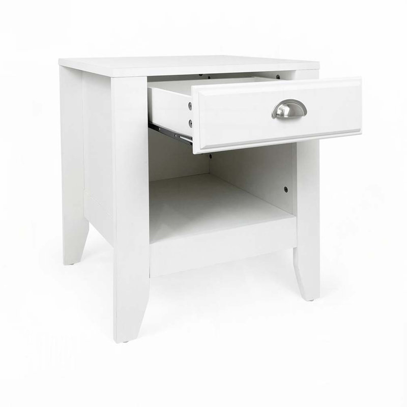 White Side table with Drawers and Shelves, White