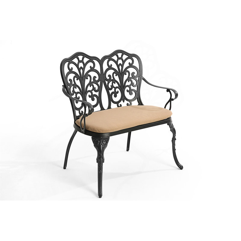 Banc en fonte d'aluminium avec coussin, Noir