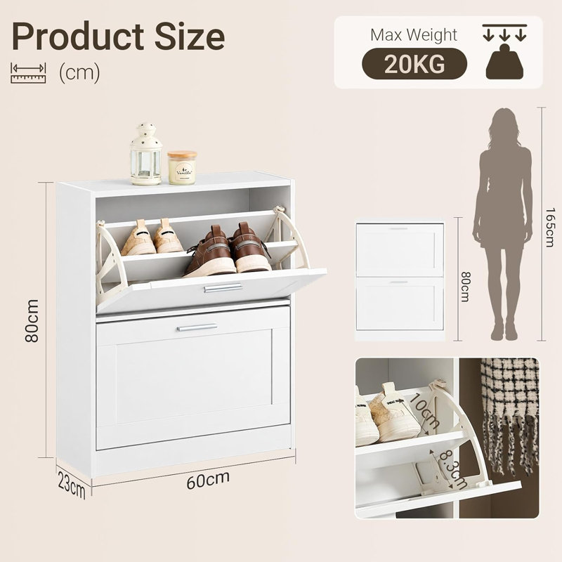 Kirksville Flip Down Shoe Storage, White