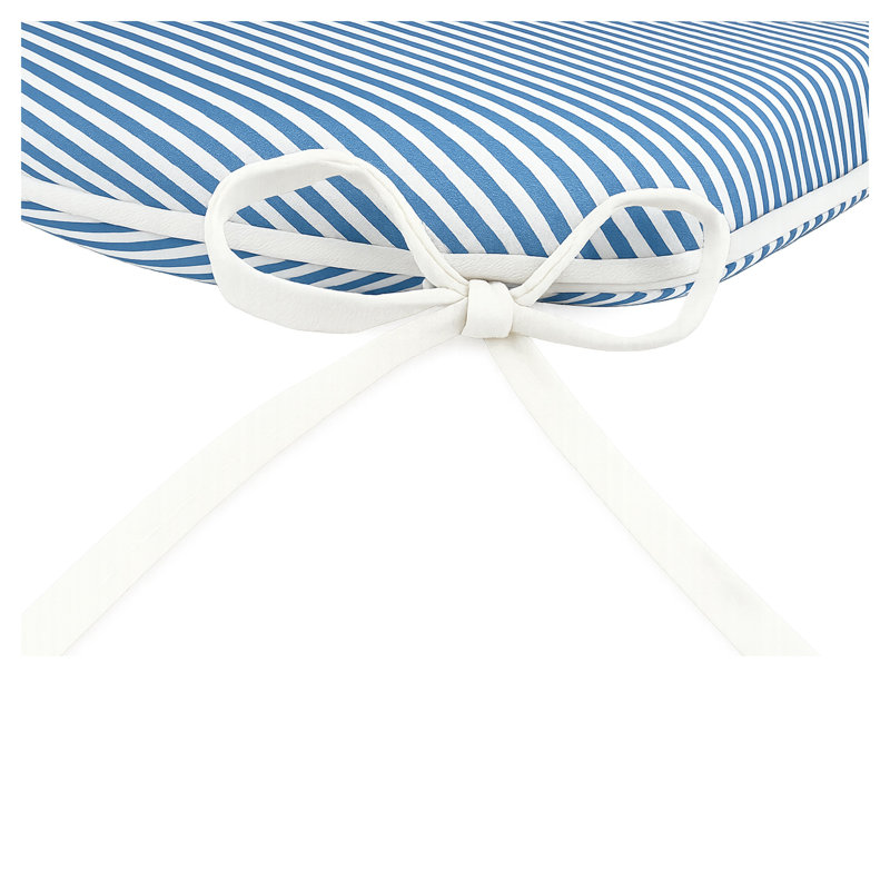 Ensemble de 2 coussins de chaise de patio hydrofuges en forme de U, à rayures bleues et blanches