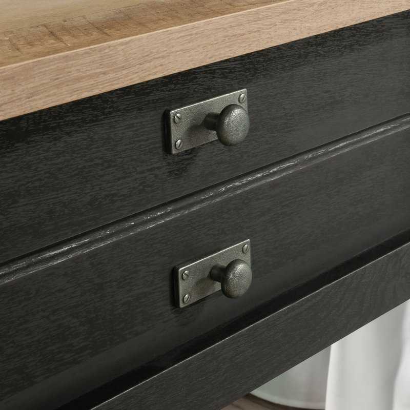 Table de chevet à 1 tiroir Jaibir, Linteau de chêne / chêne corbeau