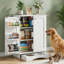 Station d'alimentation pour animaux de compagnie, armoire de rangement pour aliments pour chiens avec bols de chien cachés, panneau réglable, crochets pour chiens de taille moyenne