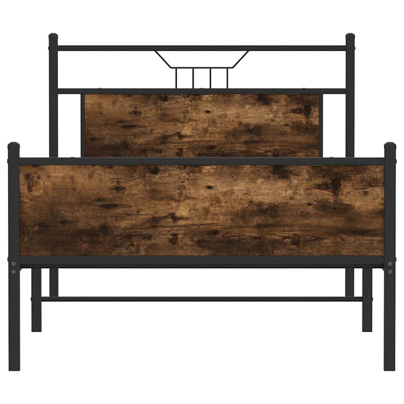 Bed Frame Without Mattress Engineered Wood, Smoked Oak, 107 x 201cm