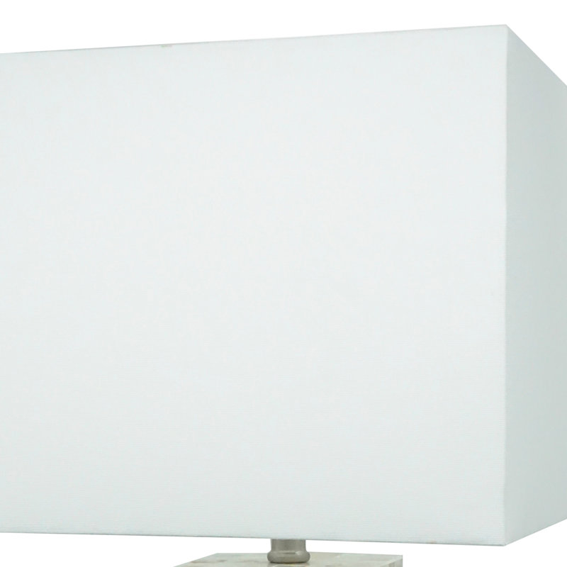 White Chrome-Finished Base Mosaic Pattern 2Pc Table Lamp Soft Diffused Light White Shade