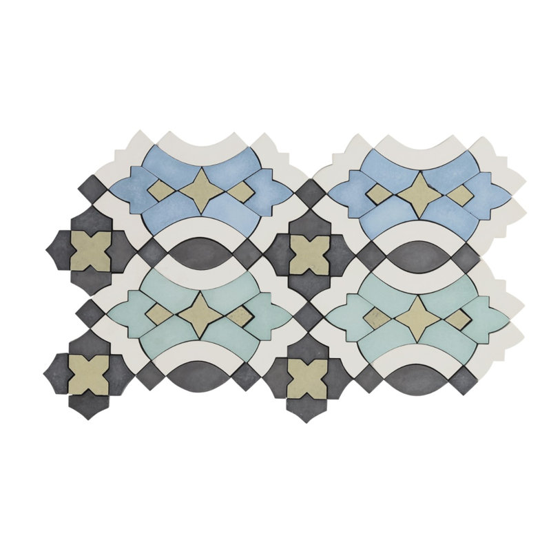 Cantico Nador Multicolor Mixed Finish Lava Stone And Cement Mosaic Tile