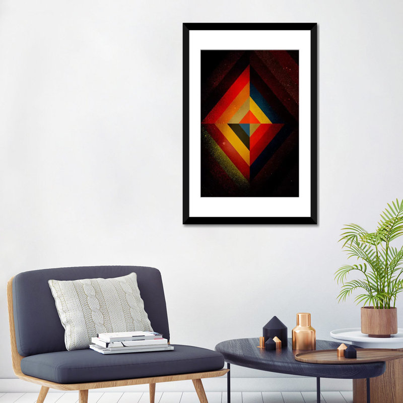 Albree Modern Mid Century Diamond Color Composition (d'après Kandisnky), impression sur toile, Papier d'art encadré noir