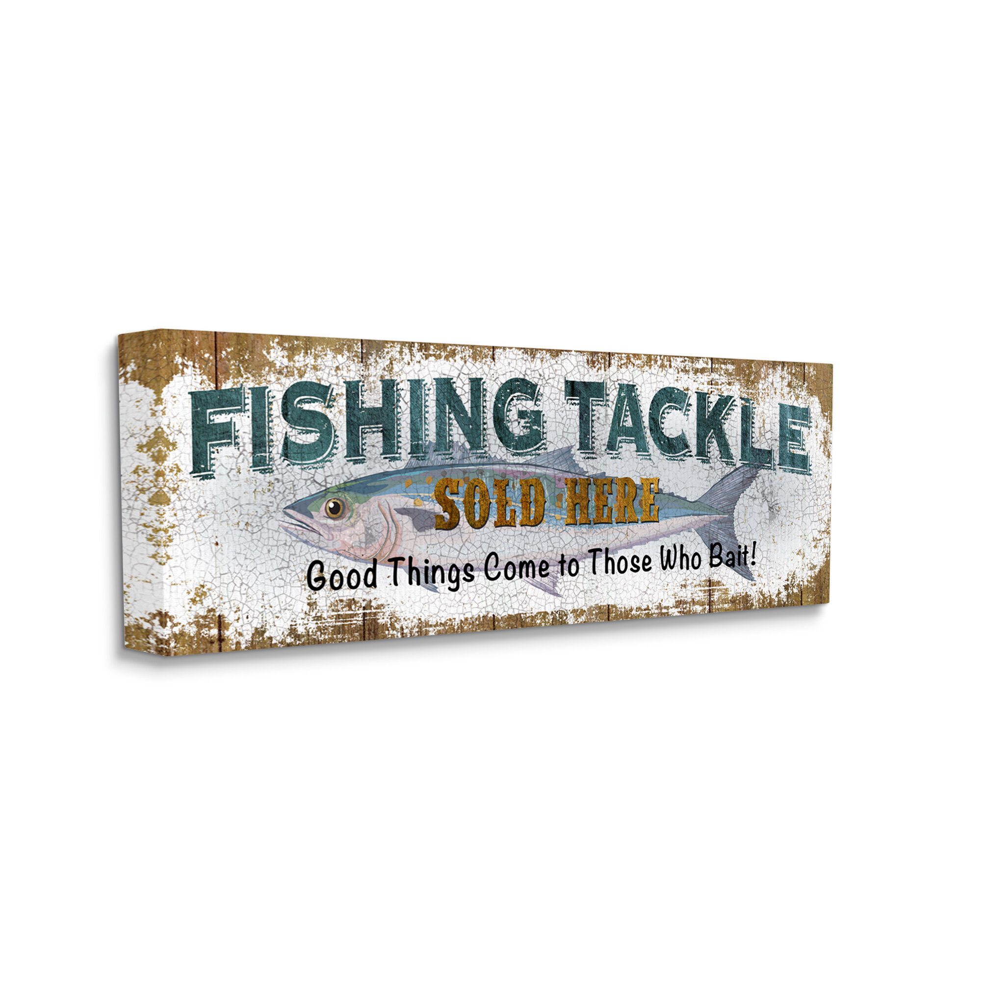 Stupell Industries Rustic Fishing Tackle Sign Those Who Bait