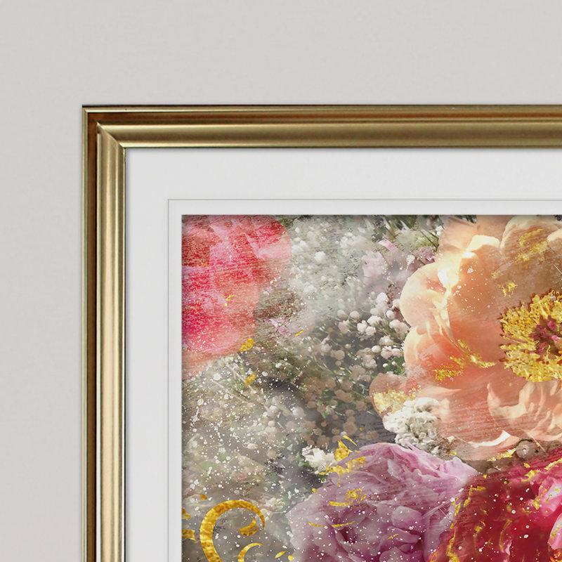 « roses le intemporel ii », reproduction de peinture à l’acrylique encadrée, Or, H 28 po x l 38 po x P 1,5 po