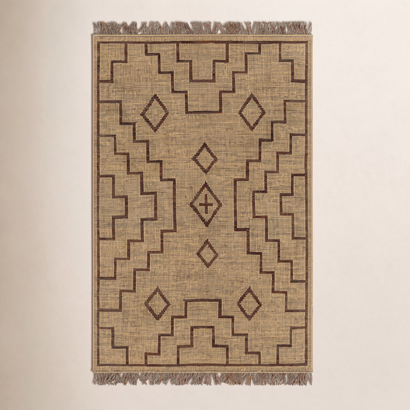 Southwestern Area Rug in Tan, Rectangle 8' x 10'