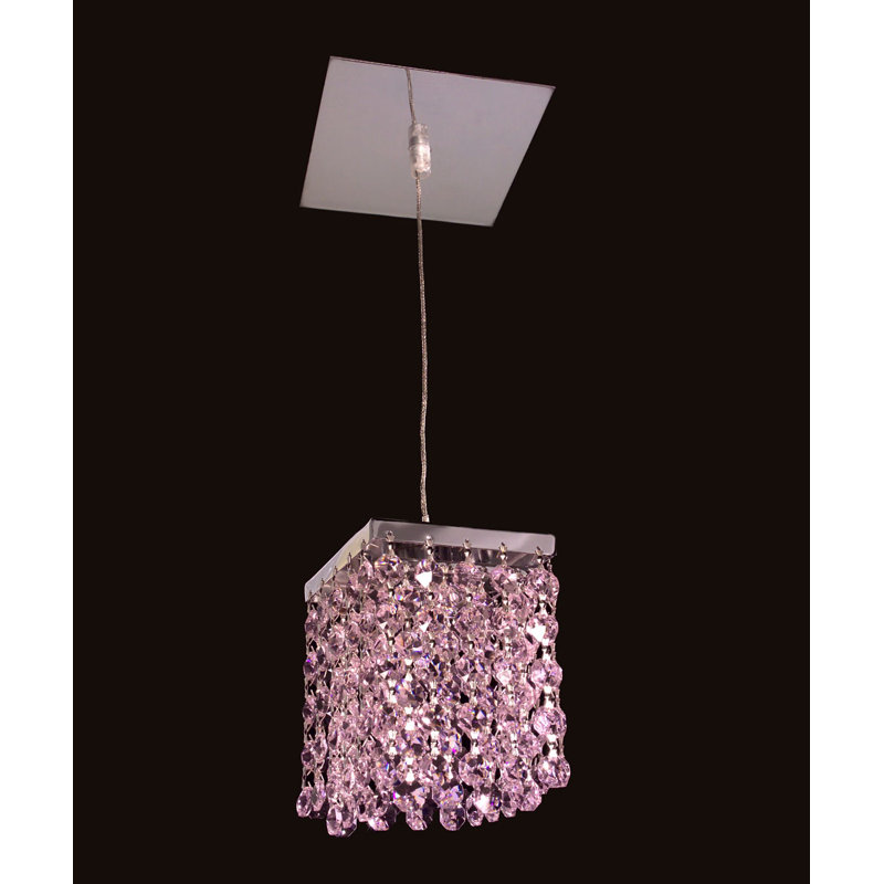 Luminaire suspendu carré 1 lumières Bedazzle, Rose