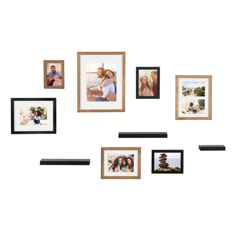 Picture Frame - Set of 7 with Mat, Brown