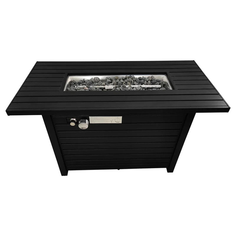 25" H X 42" W Steel Outdoor Fire Pit Table With Lid (Black)
