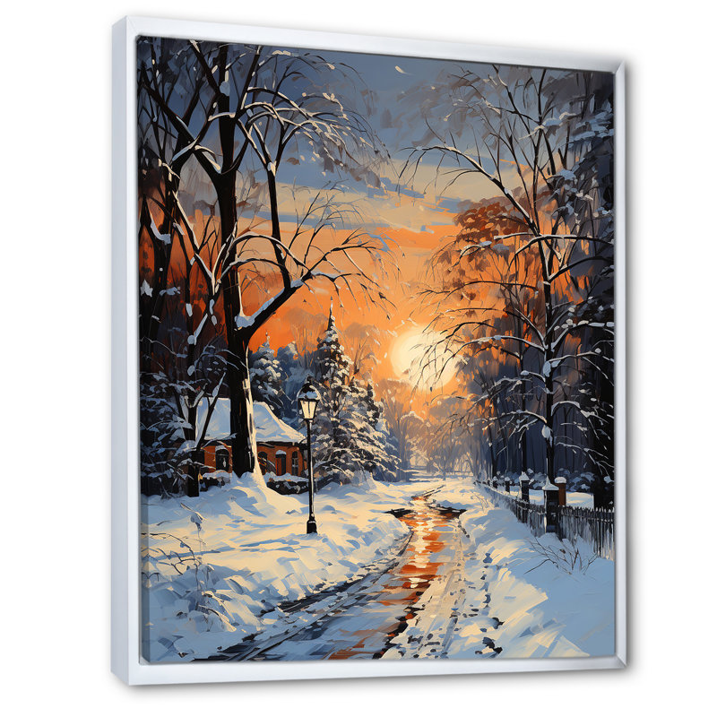 «Path Into Winter Forest IV - Winter Landscape», art mural, Cadre flottant blanc, H 44 po x l 34 po x P 1,5 po
