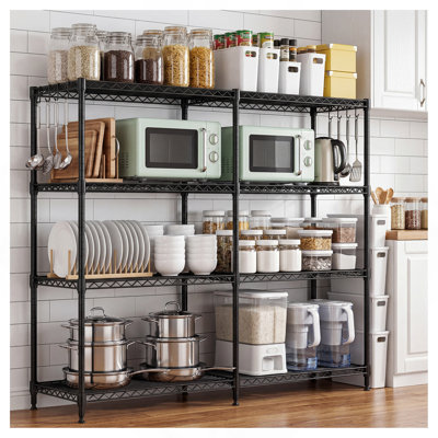 4 Tiers Storage Shelves Load 1200 LBS, Metal Shelving Wire Metal Shelving Unit Shelves for Storage Adjustable Garage Shelving for Pantry Kitchen Garag