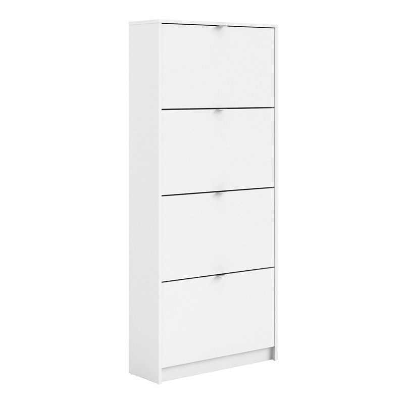 Shoes 12 Pair Shoe Storage Cabinet, White/Oak