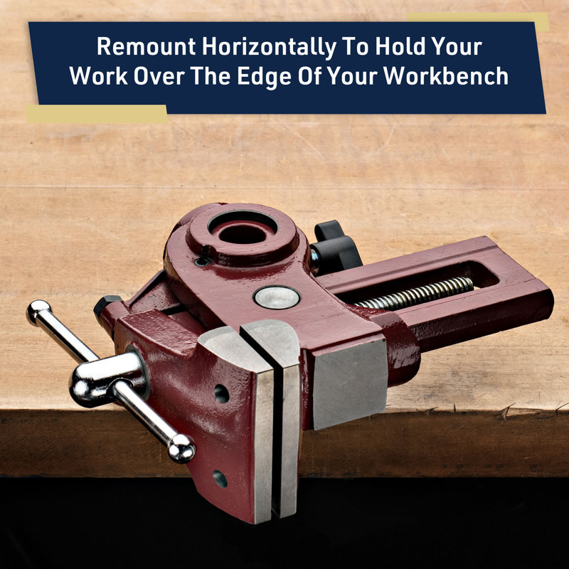 Ultimate Versatile Work Bench Vise - Table Vise with 2 Axes of Rotation - 4.5” Max Jaw Opening Table Vice Clamp with Offset Arm and Vertical Mount for Woodworkers or Metal Shops by 