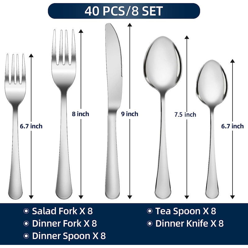 Red Barrel Studio® Stainless Steel Flatware Set - Service for 8, Silver