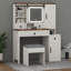 Bureau de maquillage de ferme avec station de charge, bureau de coiffeuse avec miroir lumineux et tiroirs-668953639