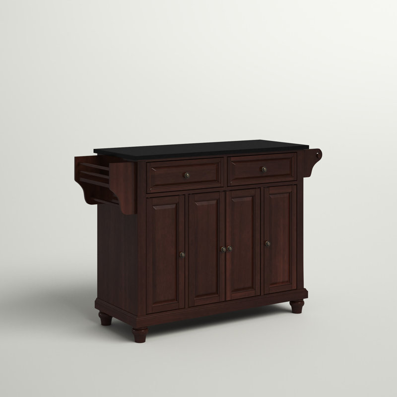 Van Kitchen Cart, Vintage Mahogany, Black Granite