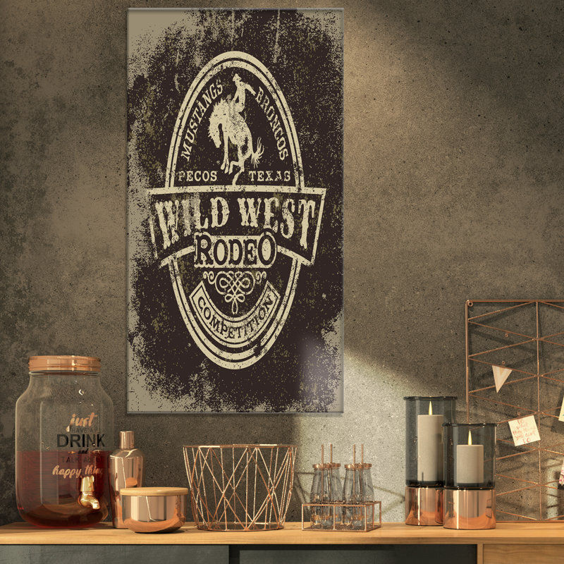 «Wild West Rodeo», reproduction d'art textuel, H 32 po x l 16 po x P 1 po, Toile tendue