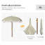 6ft Beach Umbrella, Adjustable Height & Tilt Portable Umbrella,-1434413934