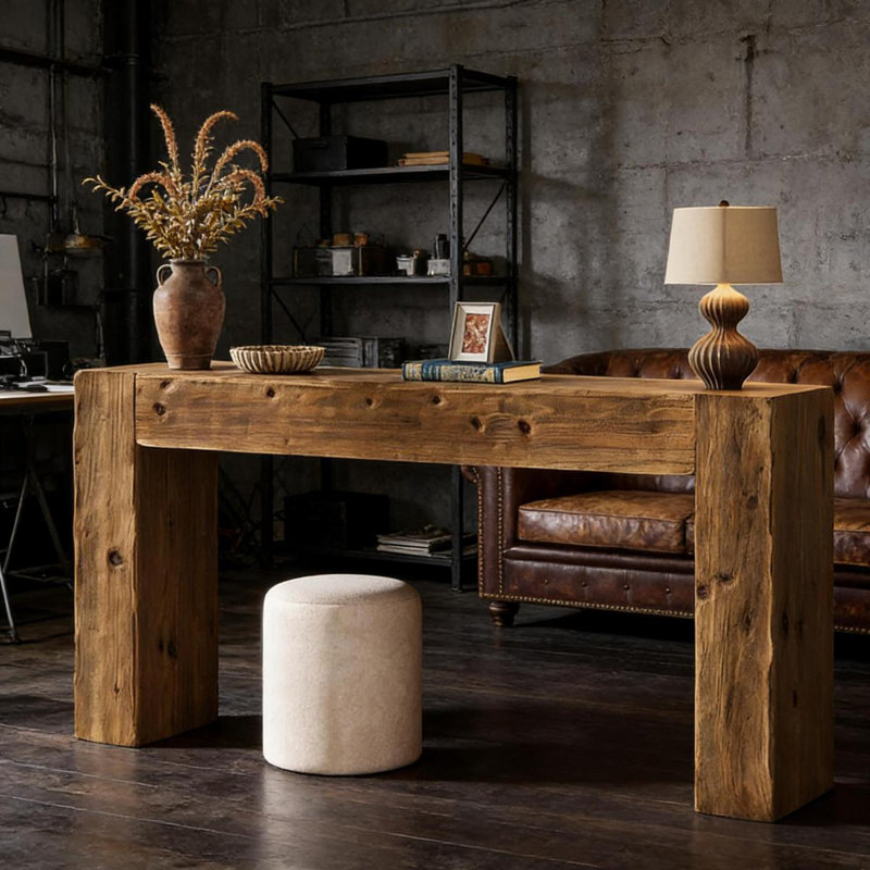 Table de bout polyvalente, console compacte, table basse en bois, Rustic Brown