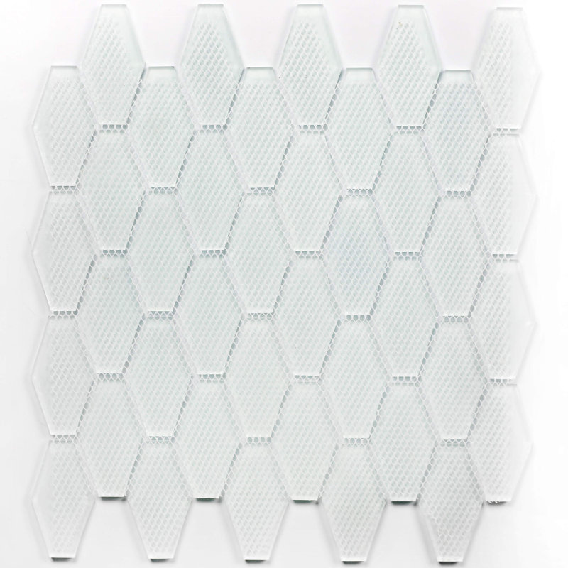 Carreau de mosaïque en verre Art Deco, Bois de bouleau blanc mat