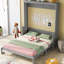 Queen Bed With Gray Multipurpose Shelf - Bedroom Multi-Purpose Size Ravishing Option Robust & Space