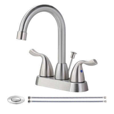 Centerset 2-handle Bathroom Faucet with Drain Assembly