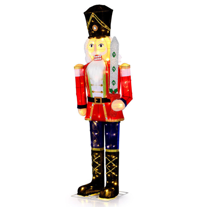  2 pièces de décoration de Noël illuminée de casse-noisette 5 pi avec épée scintillante