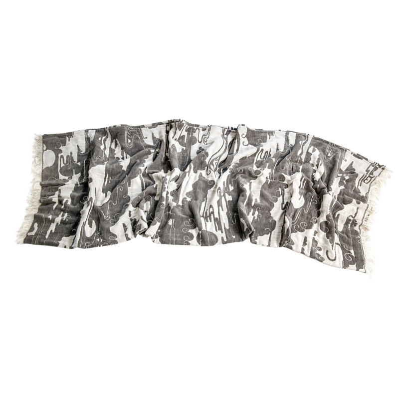 Clouds Hand Woven Throw Blanket, Cream