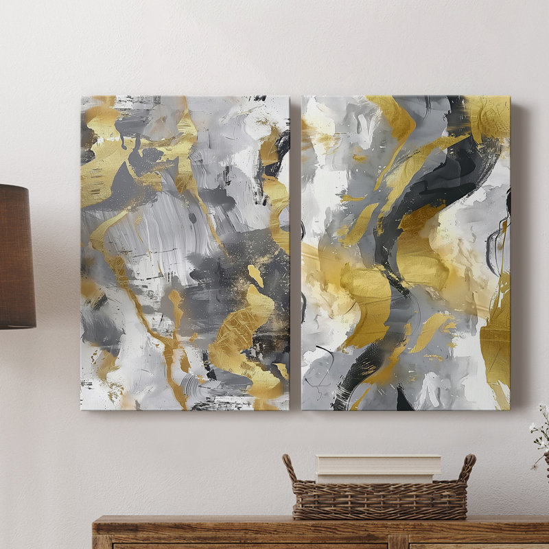 ABSTRACT Series cmxxxiv - Toile tendue avec châssis de qualité supérieure - Prêt à être accroché, H 36 po x l 48 po