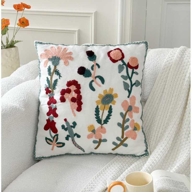Cushion Cover, Square 45cm, Multicolour Plants & Flowers
