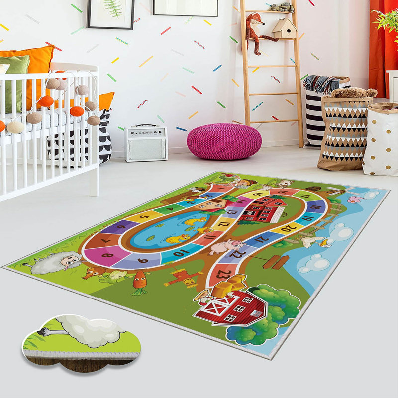 Stylish Hall Carpet (3.3 x 6.6 ft), 100% Polyester, 0.3 in Pile Height | Antibacterial, Non-Slip PVC Felt Dot Underside | Machine Washable, 3D Digital Print, Durable & Easy to Clean | Perfect for Entryway & Living Areas