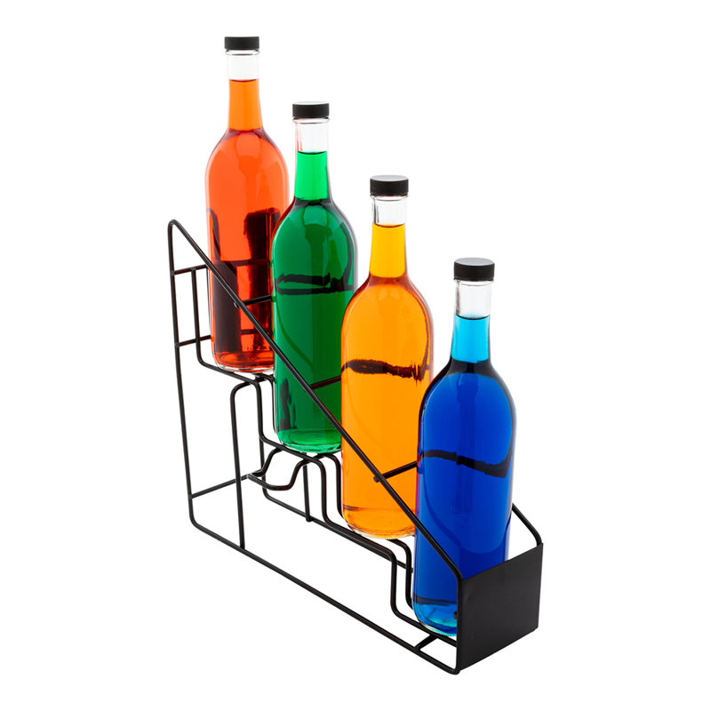 Présentoir à bouteilles en fer noir Restpresso - 4 niveaux - 17 po x 4 1/4 po x 13 po - 1 boîte
