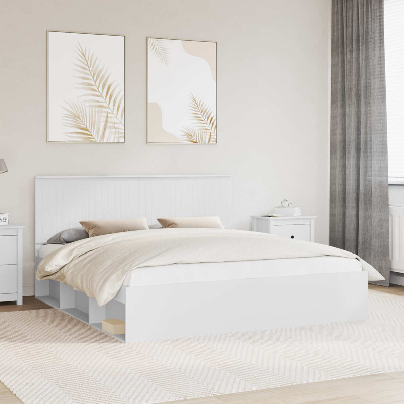 Solid Wood Bed, White, Super King (6')