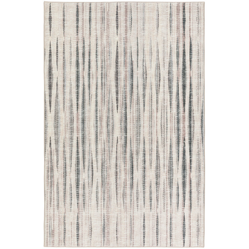Tapis intérieur / extérieur en polyester à tissage plat abstrait ivoire, Rectangle de 10 pi x 14 pi