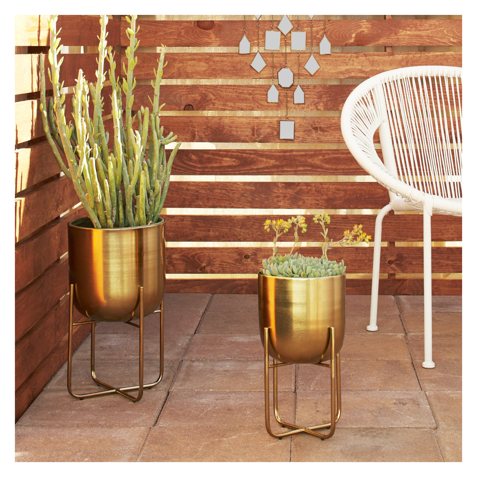 Nickson 2-Piece Iron Pot Planter Set, Gold