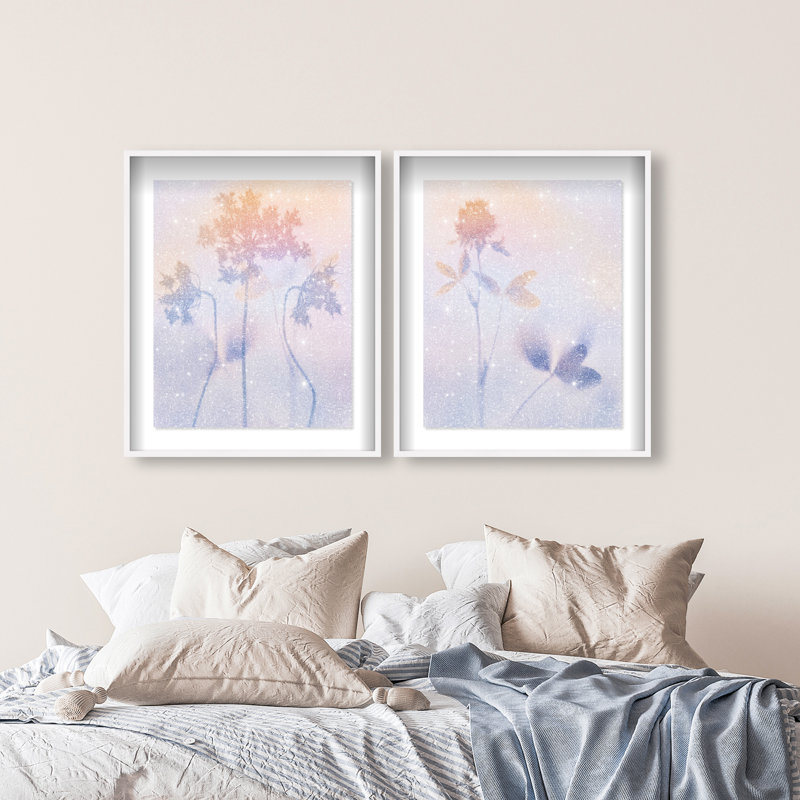 Lavender Shadows Set Framed Graphic Art, 25.5"H x 21.5"W, White Shadowbox