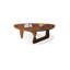  Table basse irrégulière avec plateau en verre et base en bois massif-970131105