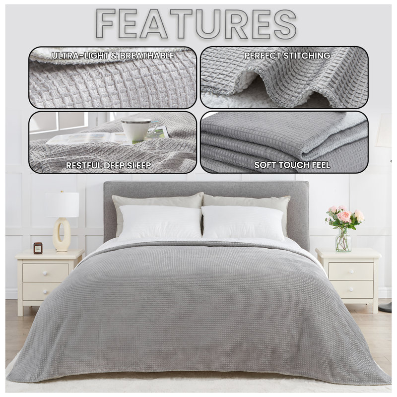 Standard Throw Blanket, Grey, W130 x L180cm