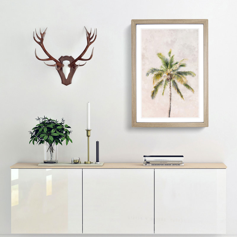 Cuban Palm Tree - Picture Frame Painting Print, 45cm H x 33cm W x 2cm D, Oak Framed