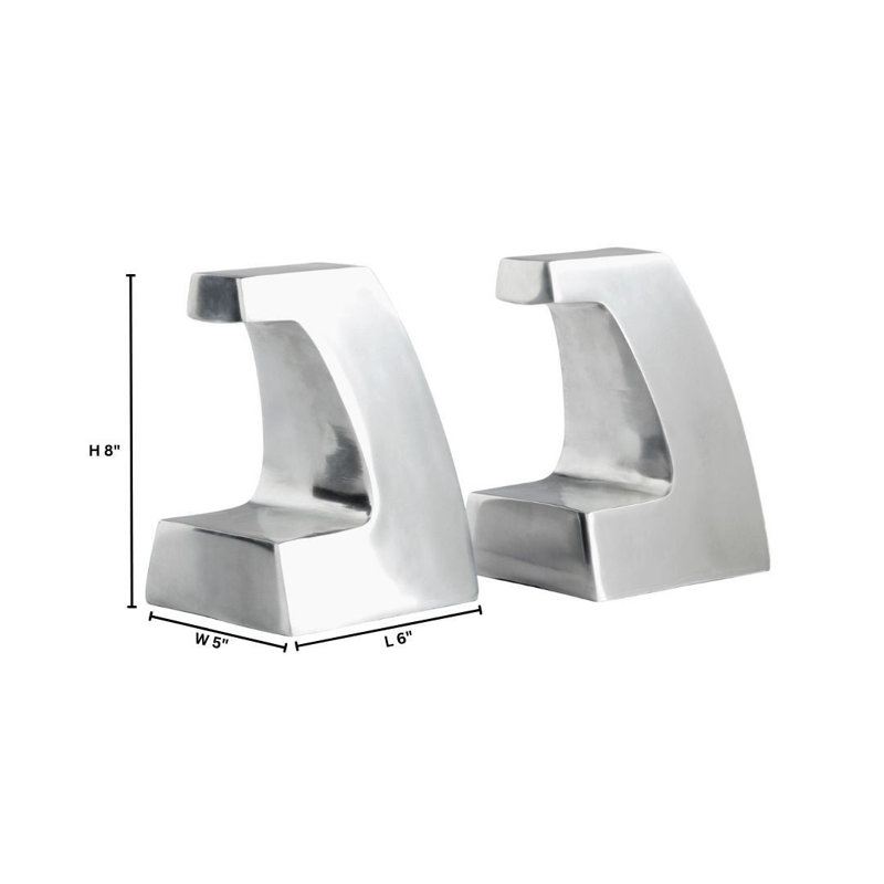 Apostrophe Modern & Contemporary Aluminum Non-Skid Bookends