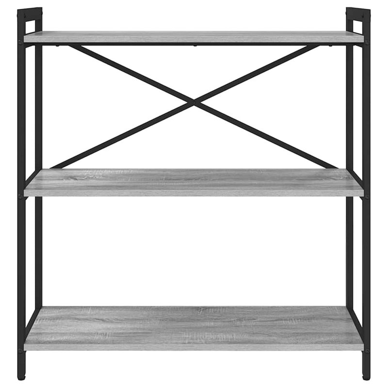 Steel Bookcase, (3 Shelves) 83cm H x 80cm W x 30cm D, Grey