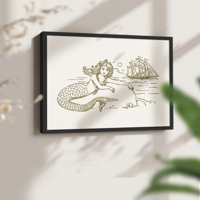 Sunning Mermaid I -Framed Print - Restickable