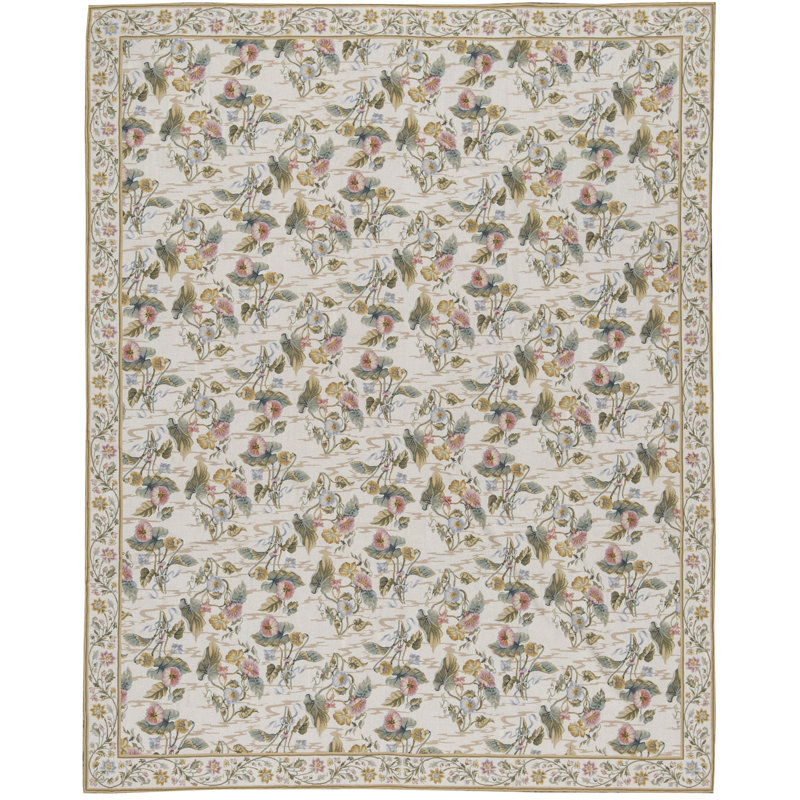 Tapis ivoire et ivoire noué à la main de haute qualité