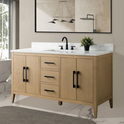 Meuble-lavabo simple 60 po avec plateau en marbre Chambery